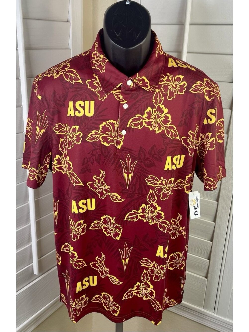 Reyn Spooner NCAA ASU Sun Devils Red/Yellow Polo Shirt - Men’s Medium - NWT